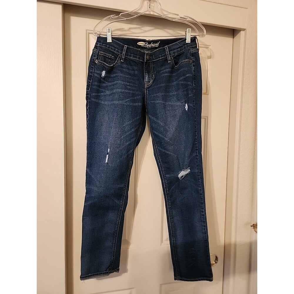 Old Navy Boyfriend Jeans Womens 6 Regular Distressed Blue Denim Ripped Relaxed